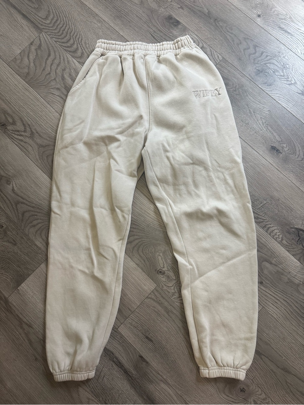 Cream Wifey Embroidered Sweatpants